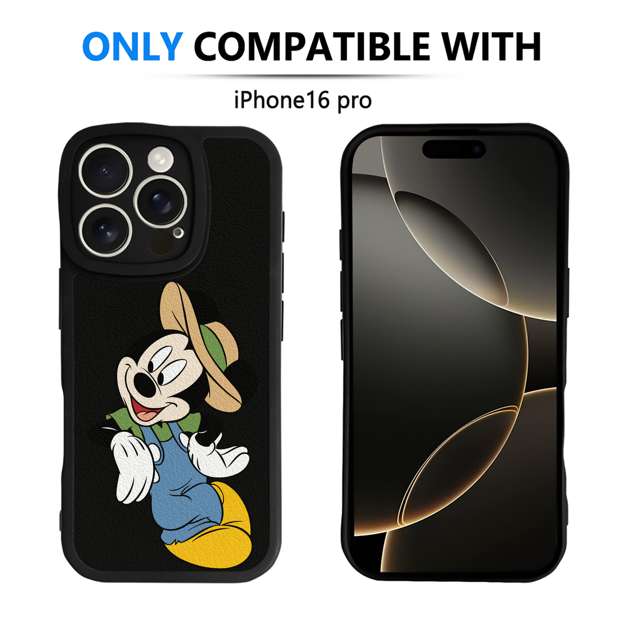 （画像用） ミッキーマウス Mickey Mouse 【iPhone 16シリーズ対応】シリコンスマホケース（レザー調） 材質：シリコン
